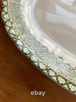 Mercer Waldorf Antique Green Transferware Platter China Large Porcelain 12 x 17