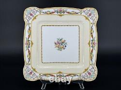 Minton STRATFORD Large Porcelain Square Serving Platter B1121 Garland Yellow Rim