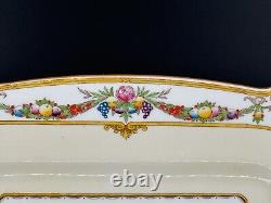 Minton STRATFORD Large Porcelain Square Serving Platter B1121 Garland Yellow Rim