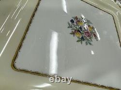 Minton STRATFORD Large Porcelain Square Serving Platter B1121 Garland Yellow Rim