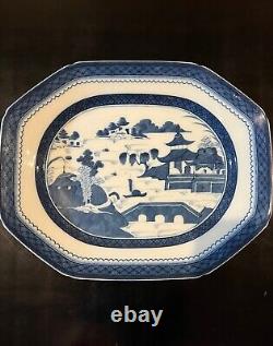 Mottahedeh Blue Canton Octagonal Platter 17 X 14 Neiman Marcus