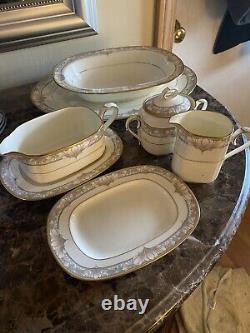 Noritake Bone China Barrymore 7 Serving Pcs Gravy Sugar Creamer Platters Bowl