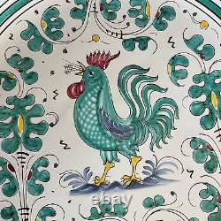 Orvieto Green Rooster Deruta Italian Pottery Round 15 Serving Platter Singing