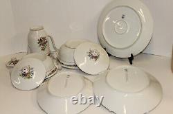 R&C Limoges France Raynaud China 6 Serving Platter Bowl Teapot White/Gold Floral