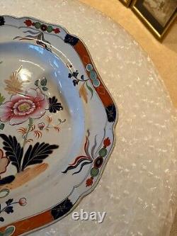 Rare 1800s imperial meat platter imari bold colors 18x21 footed ironstone