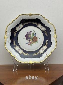 Reichenbach Echt Kobalt Porcelain 24k Gold Decorated 13 Serving Platter Dish