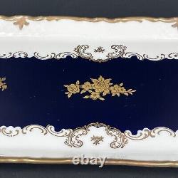 Reichenbach Echt Kobalt Porcelain 24k Gold Decorated 15 Serving Platter Tray