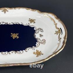 Reichenbach Echt Kobalt Porcelain 24k Gold Decorated 15 Serving Platter Tray