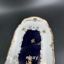 Reichenbach Echt Kobalt Porcelain 24k Gold Decorated 15 Serving Platter Tray