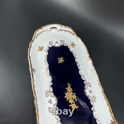 Reichenbach Echt Kobalt Porcelain 24k Gold Decorated 15 Serving Platter Tray