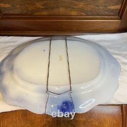 Ridgeway Staffordshire Flow Blue Turkey platter 20 MINT OLD And Gorgeous