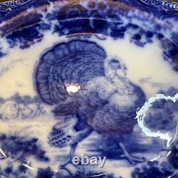 Ridgeway Staffordshire Flow Blue Turkey platter 20 MINT OLD And Gorgeous