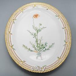 Royal Copenhagen Flora Danica Oval Serving Platter Papaver Dubium 17 3/8 3519