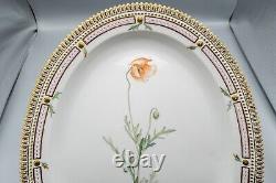 Royal Copenhagen Flora Danica Oval Serving Platter Papaver Dubium 17 3/8 3519