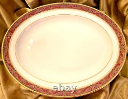 Royal Doulton MARTINIQUE 13 Oval Serving Platter Red Trim with Gold Bands H5188