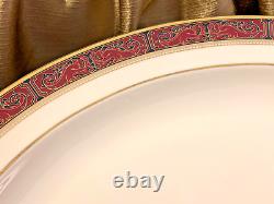 Royal Doulton MARTINIQUE 13 Oval Serving Platter Red Trim with Gold Bands H5188