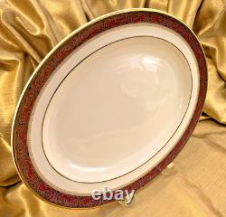 Royal Doulton MARTINIQUE 13 Oval Serving Platter Red Trim with Gold Bands H5188