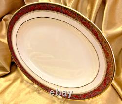 Royal Doulton MARTINIQUE 13 Oval Serving Platter Red Trim with Gold Bands H5188