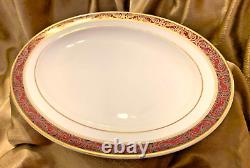 Royal Doulton MARTINIQUE 13 Oval Serving Platter Red Trim with Gold Bands H5188