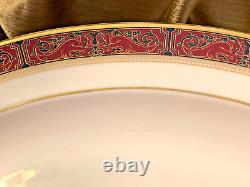 Royal Doulton MARTINIQUE 13 Oval Serving Platter Red Trim with Gold Bands H5188