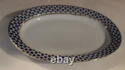 Russian Lomonosov Cobalt Blue Net Oval Serving Platter 12 x 8