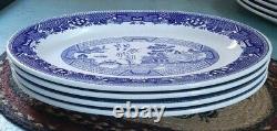 Set 4 BUFFALO CHINA BLUE WILLOW RESTAURANT WEIGHT OVAL SERVING PLATTER 13 X 9 in