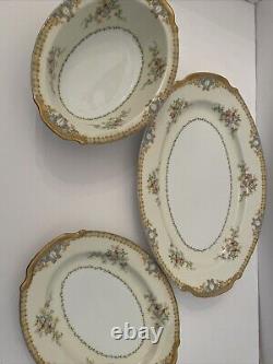 Set Of Three Empress China Ornate Gold Floral Serving Tray Platter Japan