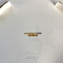 Shanghai Tang Hand Floral Gold Trim Flat Serving Tray Square Platter Plate