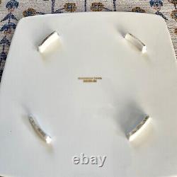 Shanghai Tang Hand Floral Gold Trim Flat Serving Tray Square Platter Plate