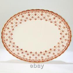 Spode Fleur de Lys Red Bone China 14 Oval Serving Platter Gold Trim Y7481 PC