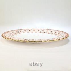 Spode Fleur de Lys Red Bone China 14 Oval Serving Platter Gold Trim Y7481 PC