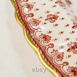 Spode Fleur de Lys Red Bone China 14 Oval Serving Platter Gold Trim Y7481 PC