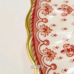 Spode Fleur de Lys Red Bone China 14 Oval Serving Platter Gold Trim Y7481 PC