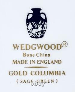 VTG Wedgwood COLUMBIA SAGE GREEN RIM Gold Flower 15 3/8 Serving Platter NEW