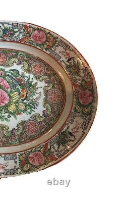 Vintage Chinese Rose Medallion Oval Platter 14 3/4 X 12 China Late 1920's