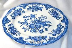 Vtg Enoch Wedgwood Tunstall Asiatic Pheasants Serving Platter Blue & White 1960