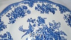 Vtg Enoch Wedgwood Tunstall Asiatic Pheasants Serving Platter Blue & White 1960