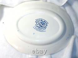 Vtg Enoch Wedgwood Tunstall Asiatic Pheasants Serving Platter Blue & White 1960