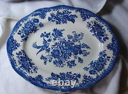 Vtg Enoch Wedgwood Tunstall Asiatic Pheasants Serving Platter Blue & White 1960