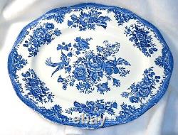 Vtg Enoch Wedgwood Tunstall Asiatic Pheasants Serving Platter Blue & White 1960