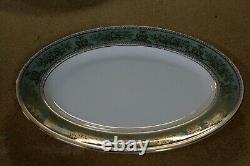 WEDGWOOD Bone China England Gold Columbia Sage Green Oval Serving Platter 15