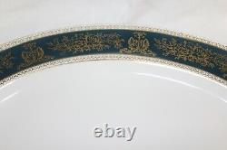 Wedgwood Bone China England Columbia Blue and Gold Oval Serving Platter 15 MINT