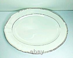Wedgwood Crown Platinum Platter Oval Bone China Serving Dish White 15 Long