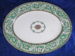 Wedgwood Praze Green 15 1/2 Oval Serving Platter England Enamel Porcelain China