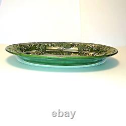 Wintersong Pinecone Pattern Green 18.5 Oval Serving Platter, May Co, 2000, NOB